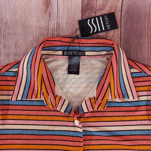 NWT Vetchy Womens Size Small Sunset Stripe Shirt & Shorts 2 Pieces Set - Picture 10 of 16
